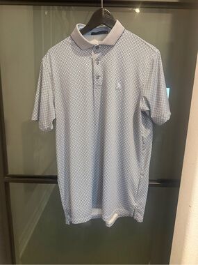 NWOT - Greyson Light Blue Diamond-Print Polo -Medium